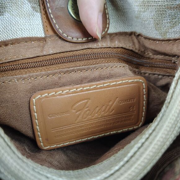 Fossil Small Canvas Crossbody Tote Floral No. 54 Original Premium Bag Mini Brown - Picture 13 of 16
